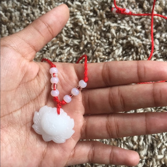 White Jade Lotus Crystal Spiritual Chakra Necklace - Picture 4 of 5